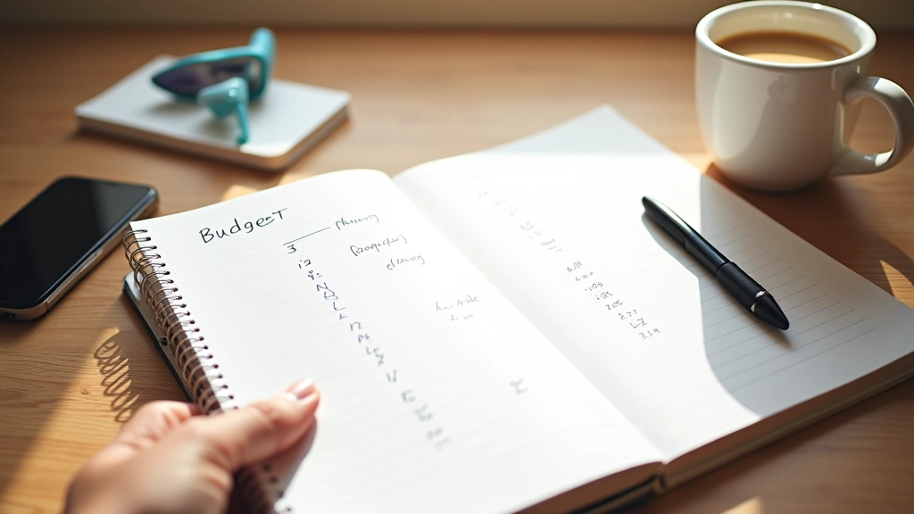 Offenes Notizbuch mit handgeschriebenen Notizen auf einem Schreibtisch neben Kaffee und Smartphone